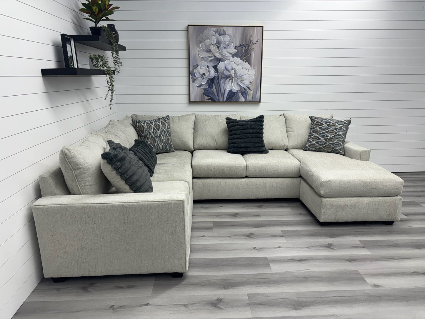 Brand New Belmont U-Shape Sectional In Cream