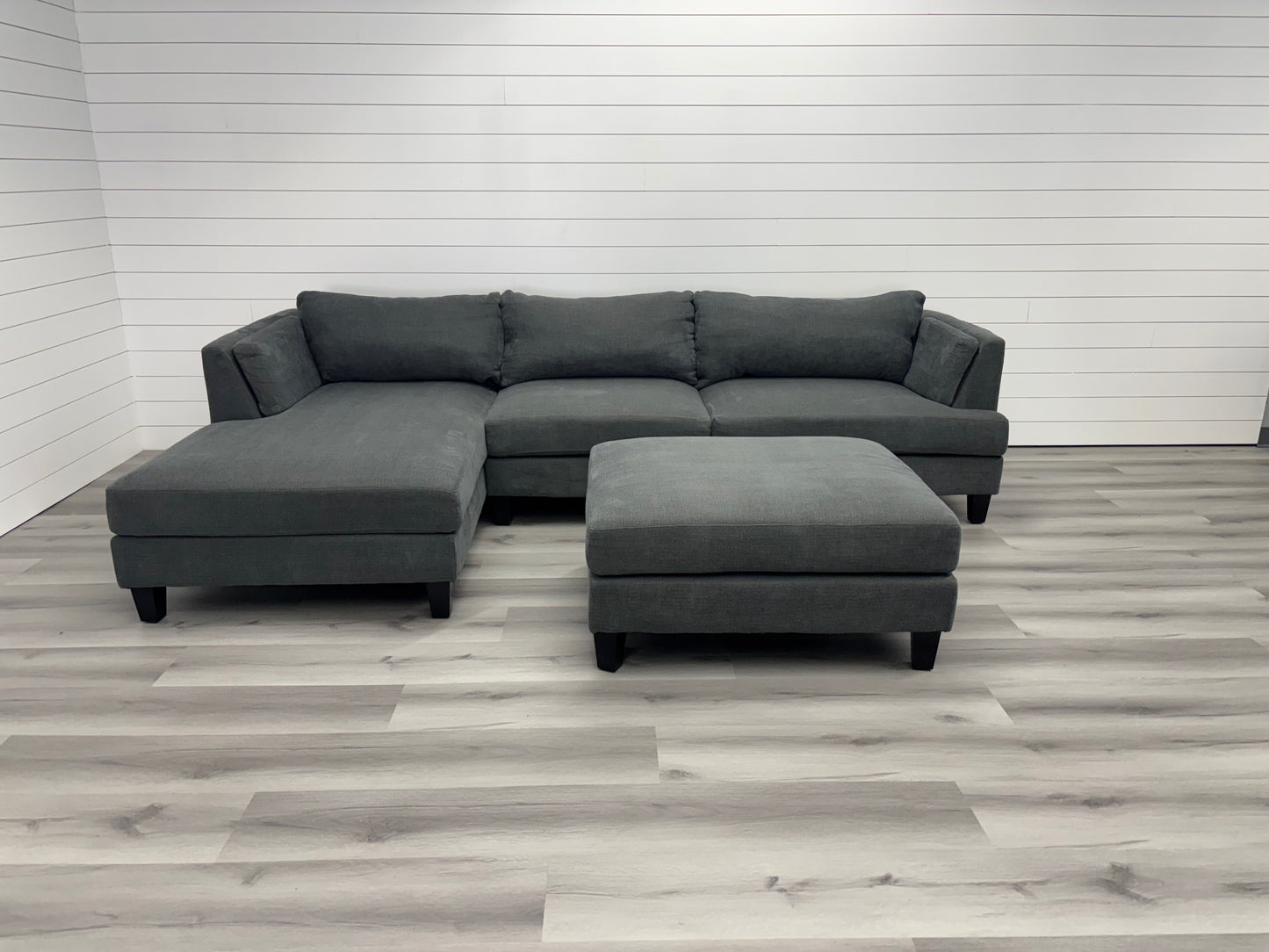 Dark Grey Sectional with Ottoman