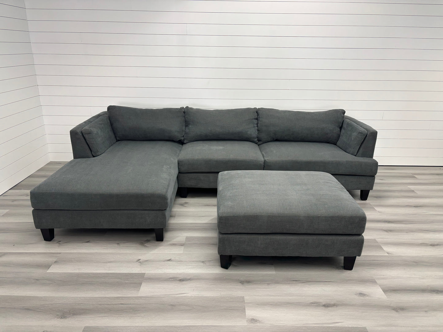 Dark Grey Sectional with Ottoman