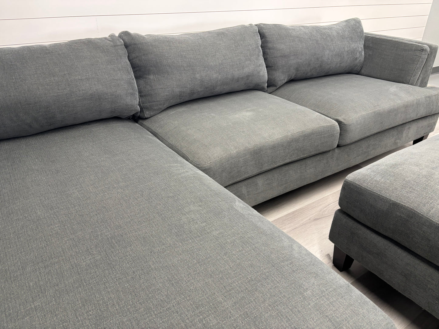 Dark Grey Sectional with Ottoman