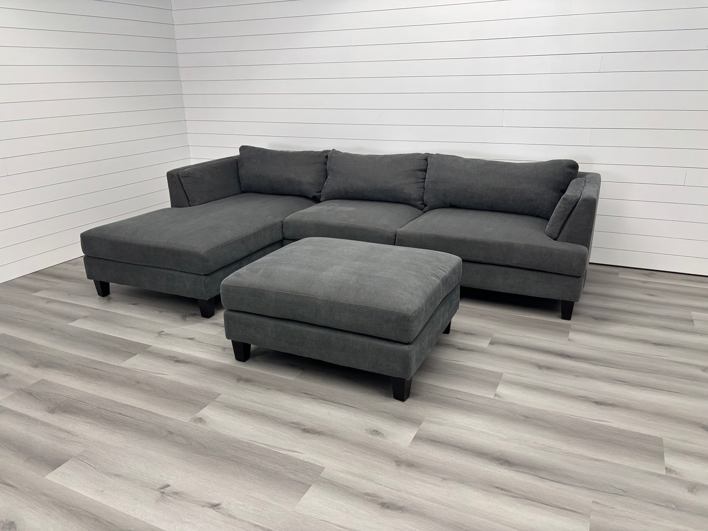 Dark Grey Sectional with Ottoman