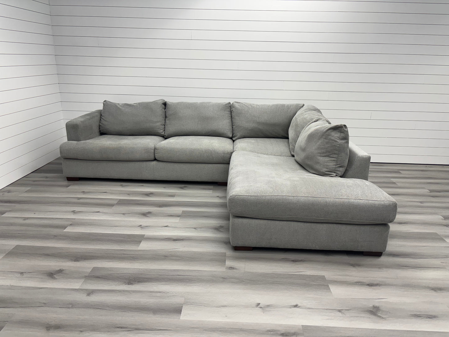 Large Grey Bumper Chaise Sectional