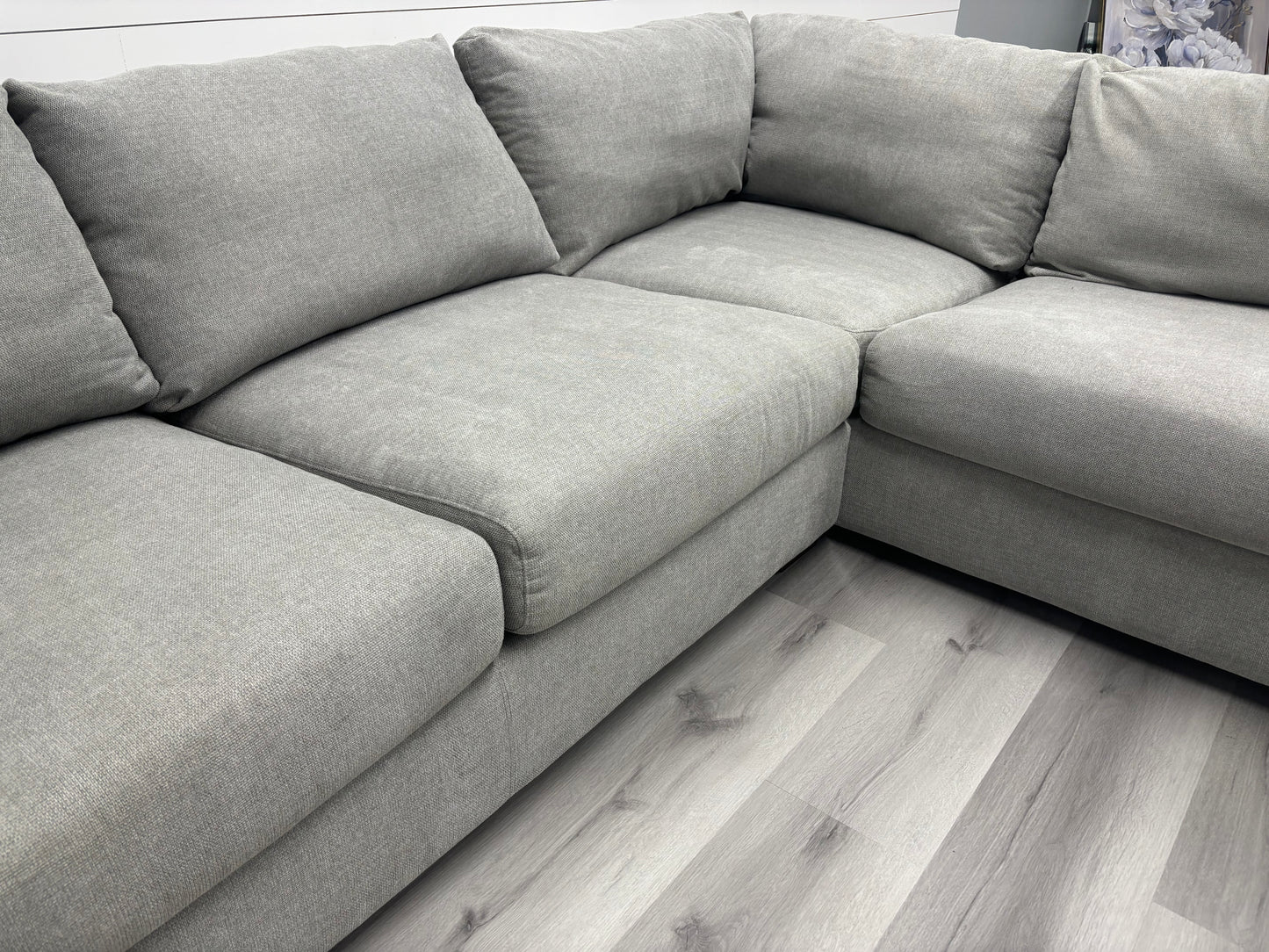 Large Grey Bumper Chaise Sectional