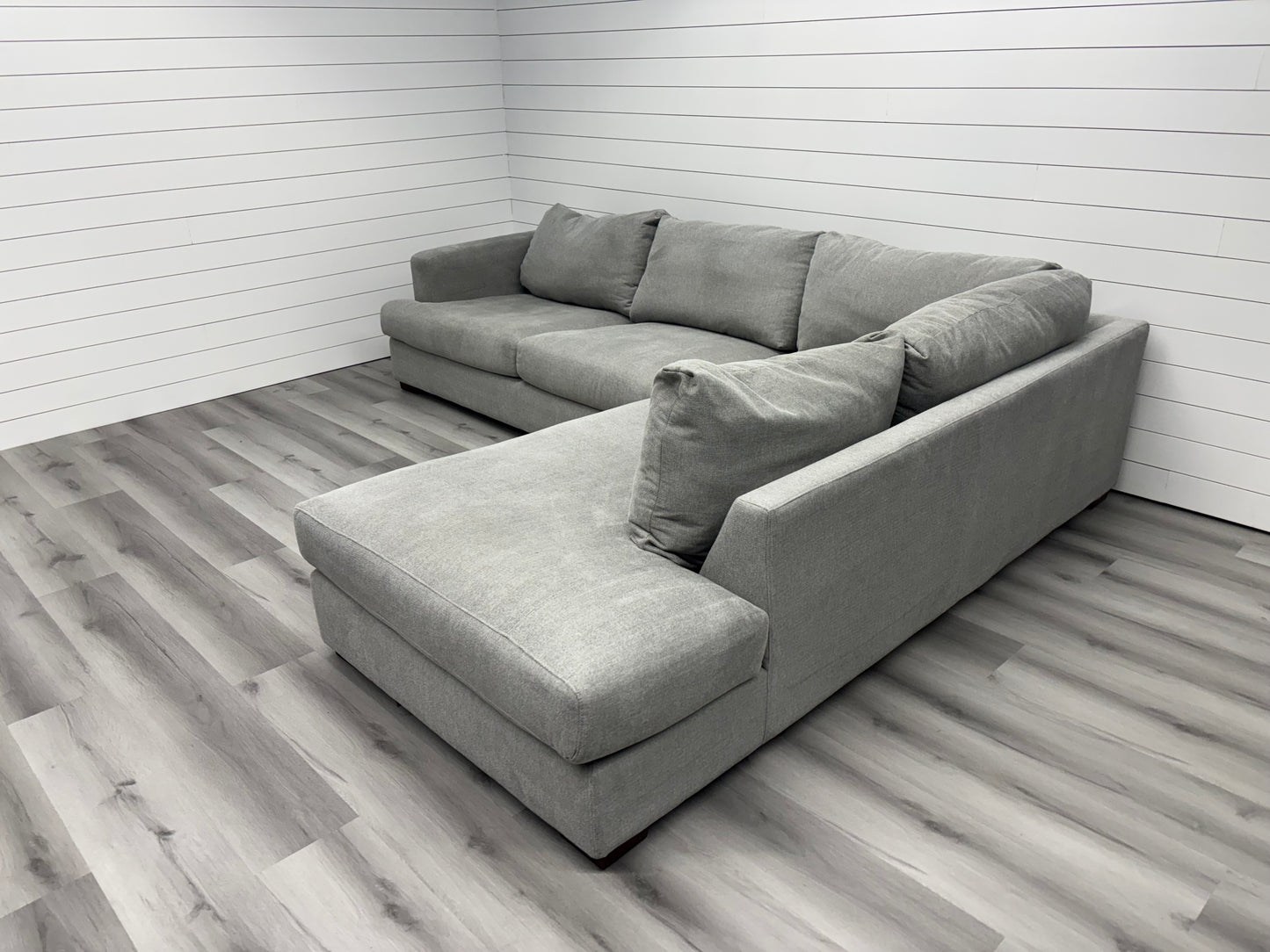 Large Grey Bumper Chaise Sectional