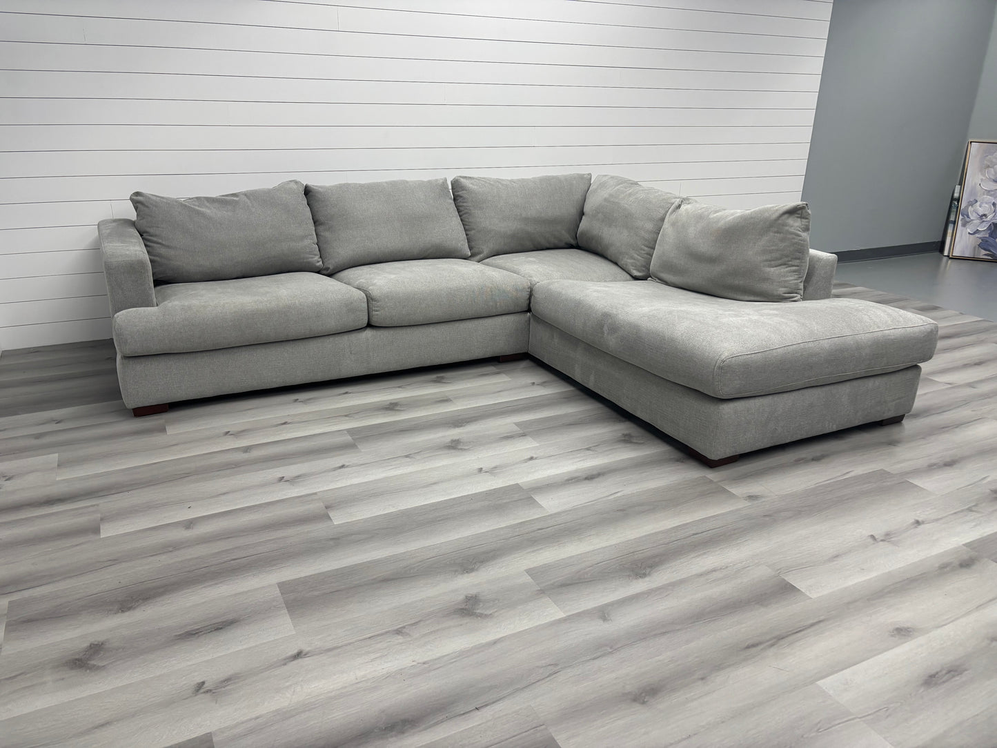 Large Grey Bumper Chaise Sectional