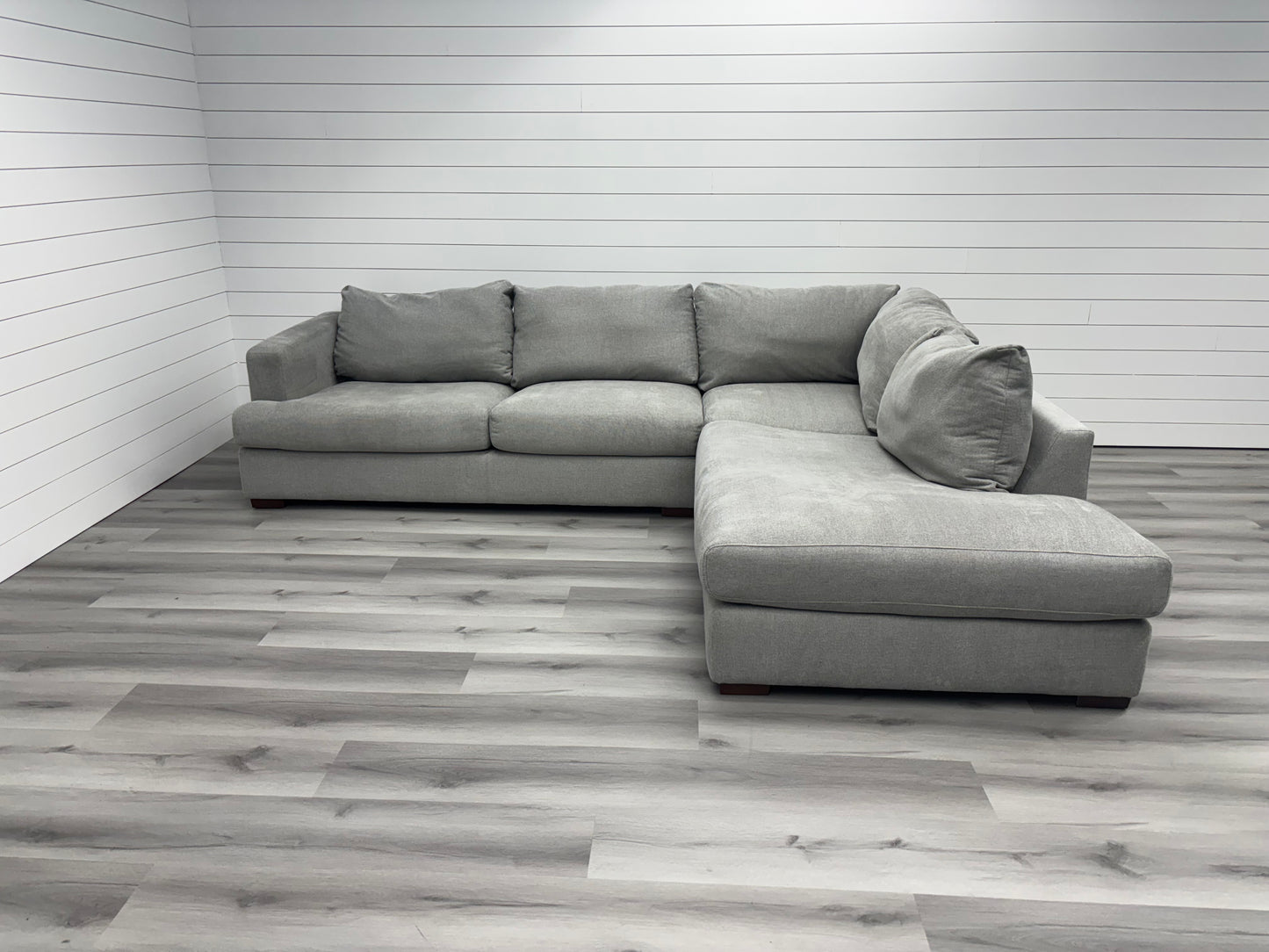 Large Grey Bumper Chaise Sectional
