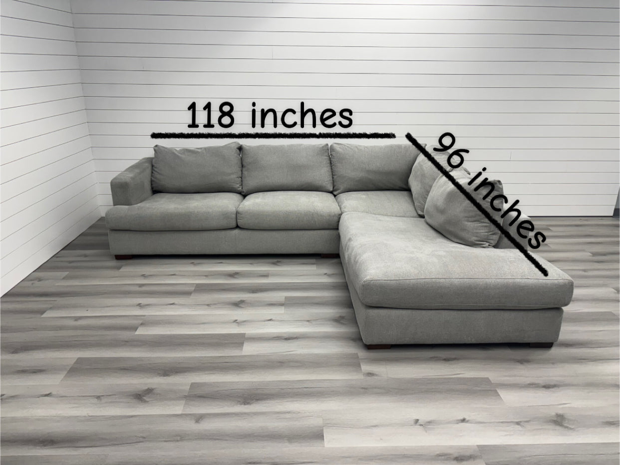Large Grey Bumper Chaise Sectional