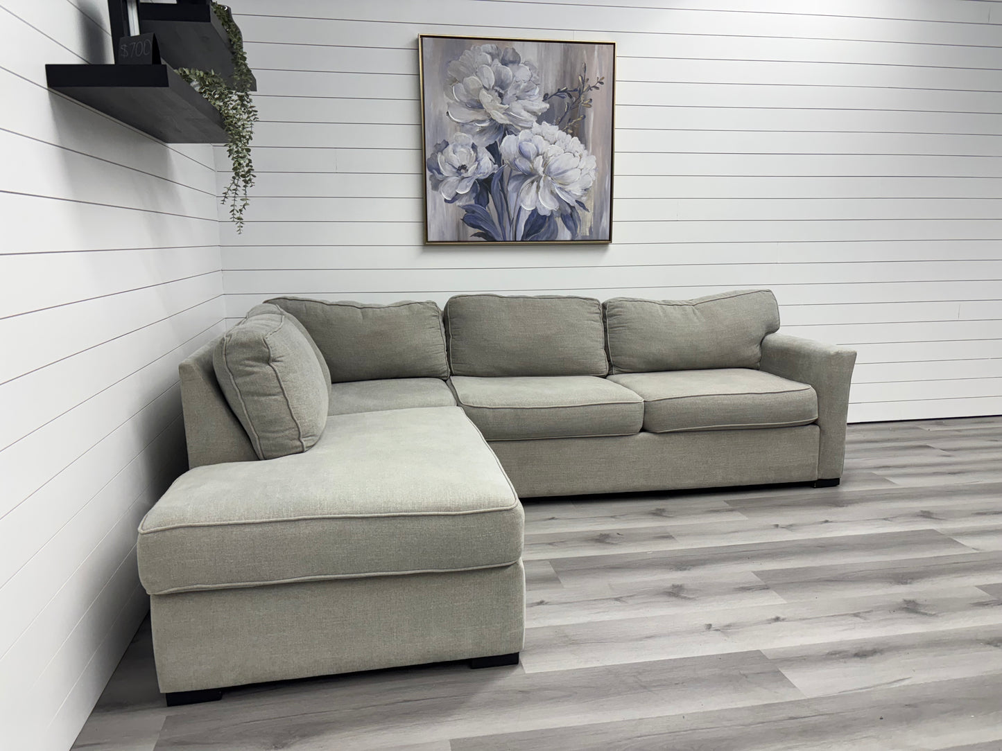 Grey Living Spaces Bumper Sectional Couch