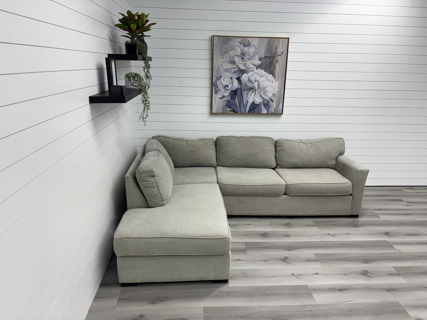 Grey Living Spaces Bumper Sectional Couch