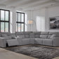 ModMax II 6-Piece Performance Fabric Dual Power Reclining Modular Sectional with 3 Reclining Seats and Audio Console