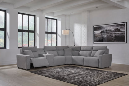 ModMax II 6-Piece Performance Fabric Dual Power Reclining Modular Sectional with 3 Reclining Seats and Audio Console