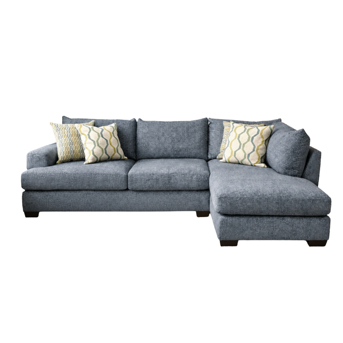 Agave Blue Two-Piece Sectional with Bumper Chaise