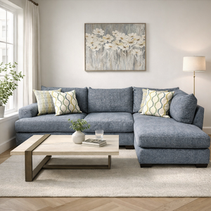 Brand New Agave Blue Two-Piece Sectional with Bumper Chaise