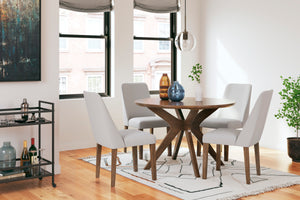Grey Lyncott Circular dining room table and 4-Chairs