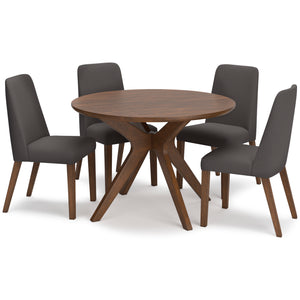Charcoal Lyncott Circular dining room table and 4-Chairs