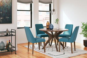 Blue Lyncott Circular dining room table and 4-Chairs
