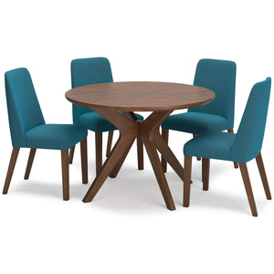 Blue Lyncott Circular dining room table and 4-Chairs