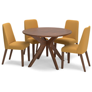 Mustard Lyncott Circular dining room table and 4-Chairs