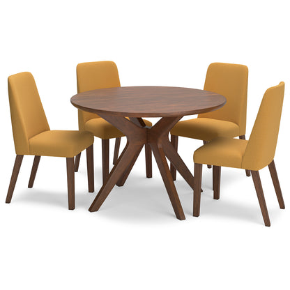 Mustard Lyncott Circular dining room table and 4-Chairs