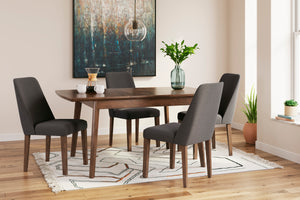 Charcoal Lyncott rectangular dining room table and 4-Chairs