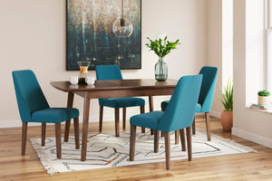 Blue Lyncott rectangular dining room table and 4-Chairs