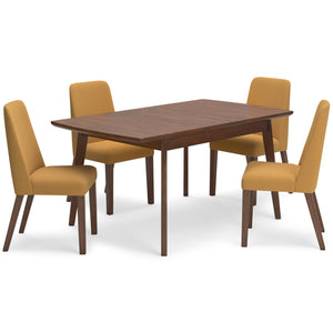 Mustard Lyncott rectangular dining room table and 4-Chairs