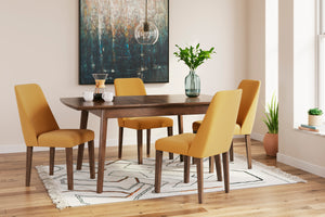 Mustard Lyncott rectangular dining room table and 4-Chairs