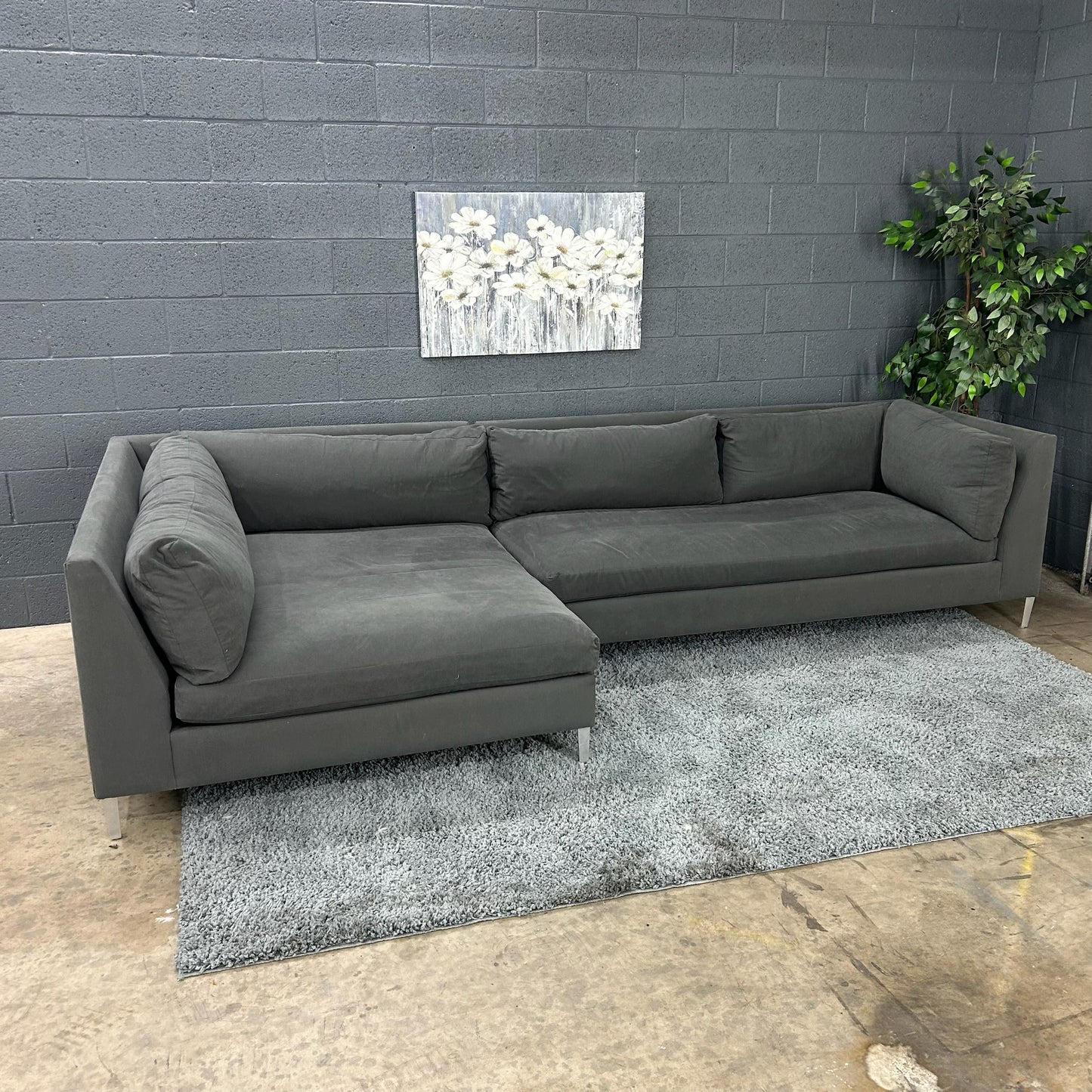 Charcoal CB2 Decker 2 Piece Sectional Couch