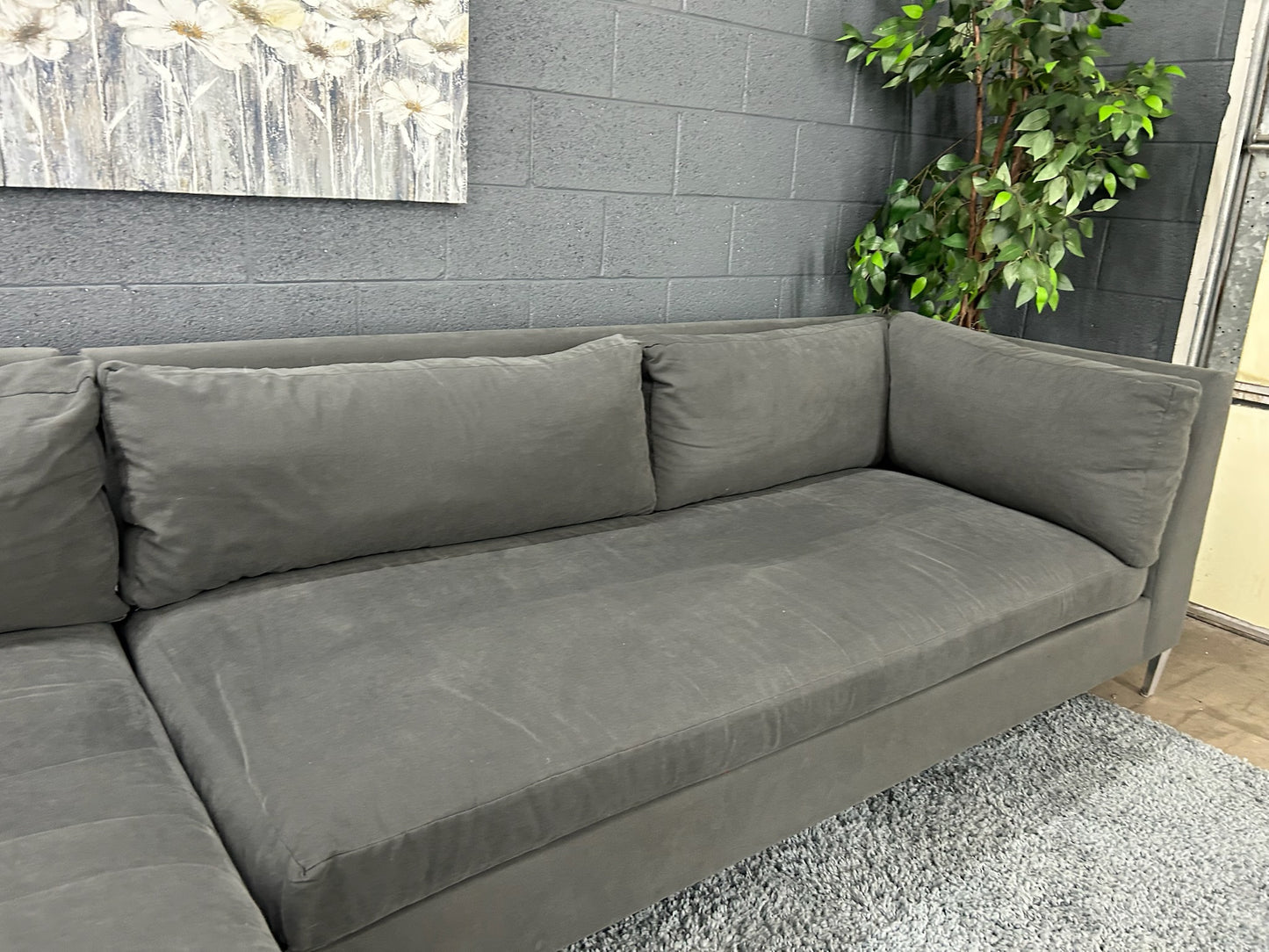 Charcoal CB2 Decker 2 Piece Sectional Couch