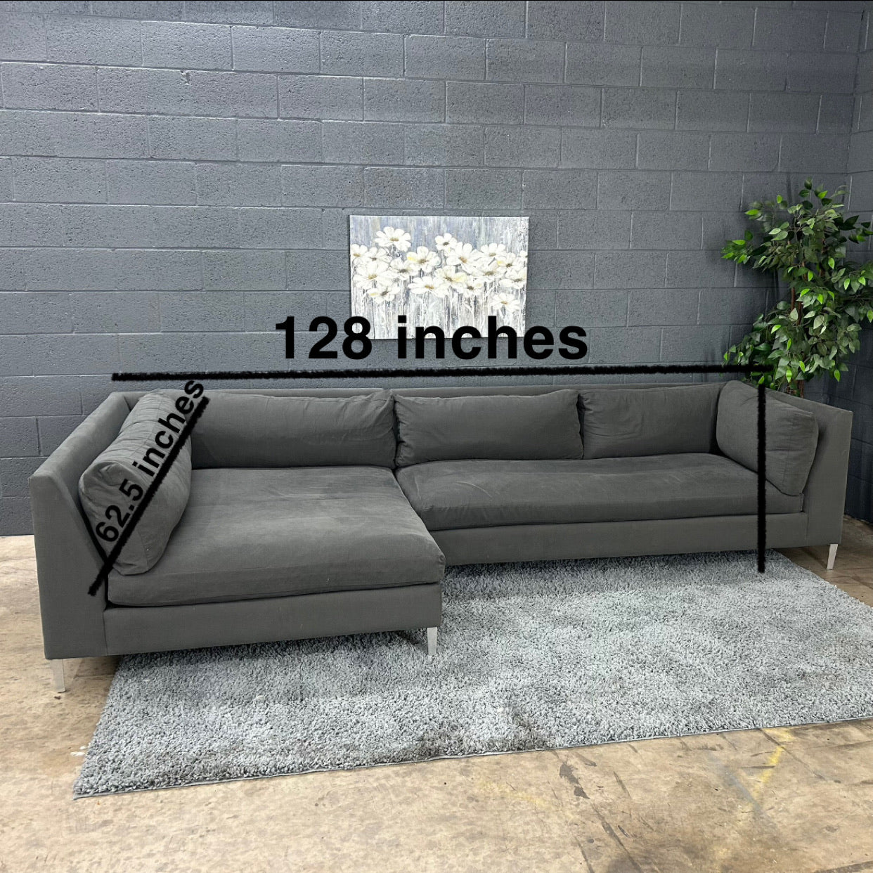 Charcoal CB2 Decker 2 Piece Sectional Couch