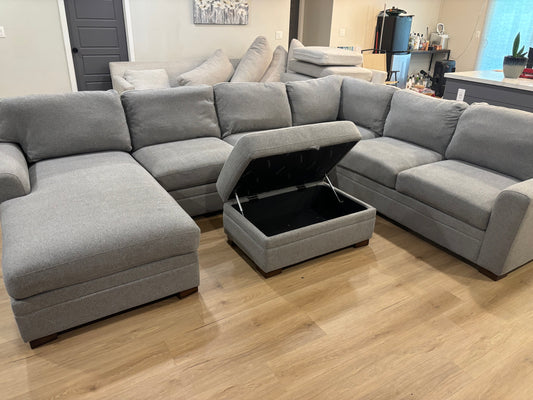 Large Thomasville Sectional Couch with storage ottoman