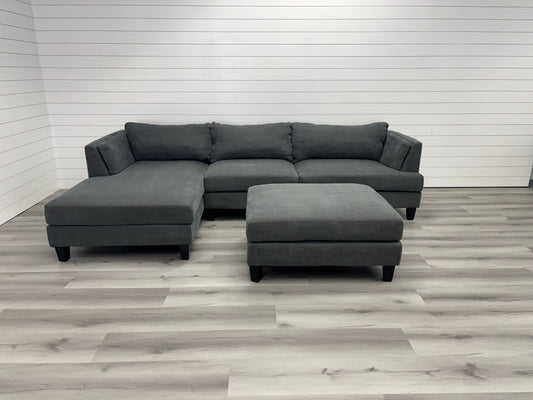 Dark Grey Sectional with Ottoman