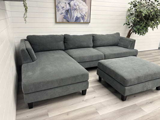 Dark Grey Sectional with Ottoman