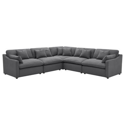 Hobson 5-PC Corner Charcoal Modular Sectional (Customizable)