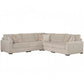 Sunset Sectionals 5-piece modular sectional in cream fabric with deep seating, solid wood frame, and accent pillows.